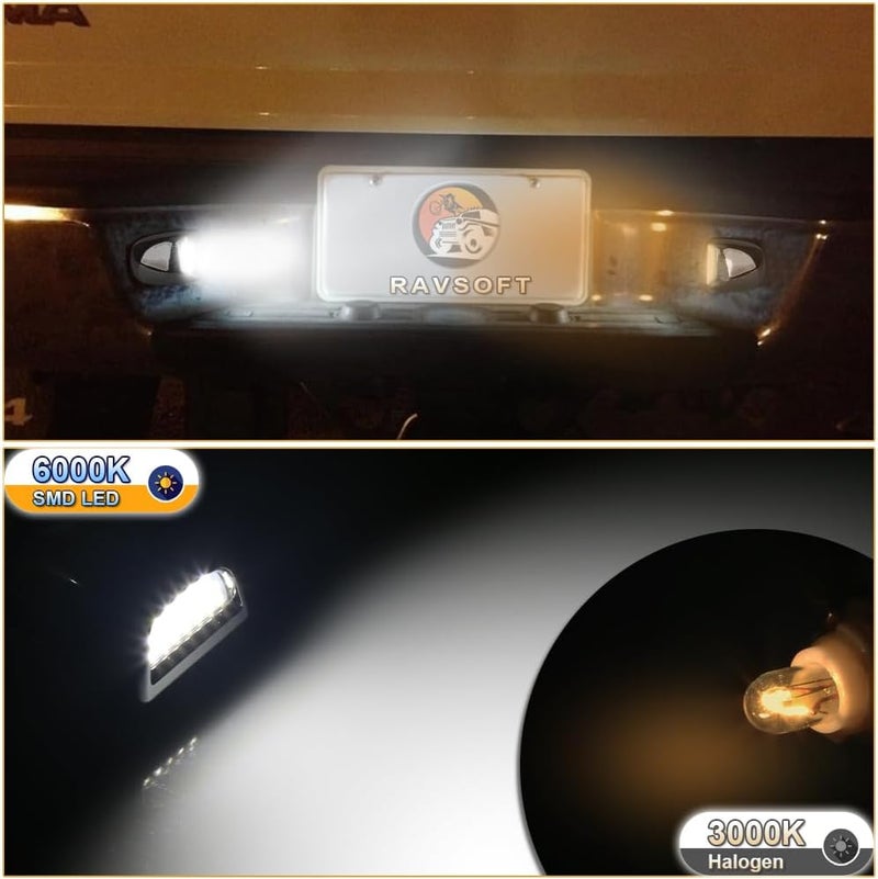 RAVSOFT LED License Plate Light tag lamp Assembly For 1999-2013 Chevy Silverado GMC Sierra 1500 2500 3500 Avalanche Suburban Tahoe Yukon Chrome housing 6000K White, Pack of 2 - Image 5